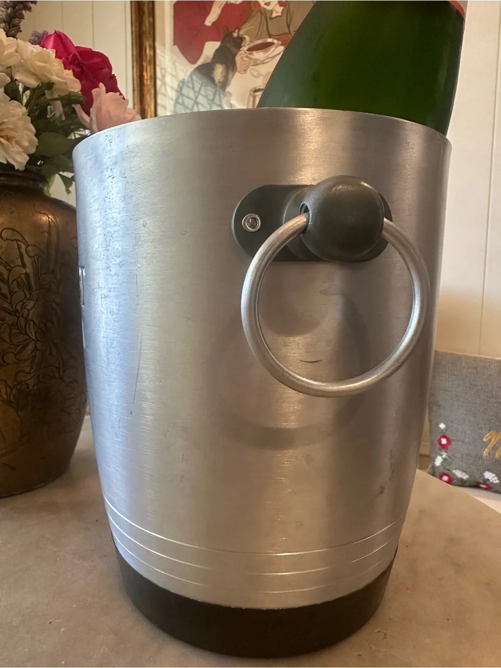 Vintage French Moet Champagne Ice Bucket - Branded Stainless Finish
